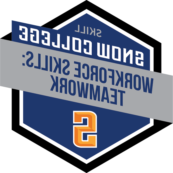 Hexagonal "badge" with Snow College logo and the word Teamwork